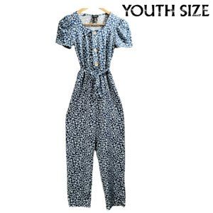 Stretch Floral Jumpsuit /Jumper with Belt, REBEL SUGAR GIRLS (Blue)- NWT